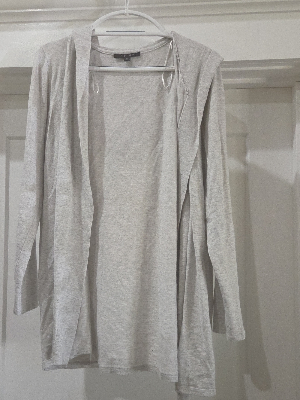 Cyrus Light Gray Open-Front Hooded Cardigan